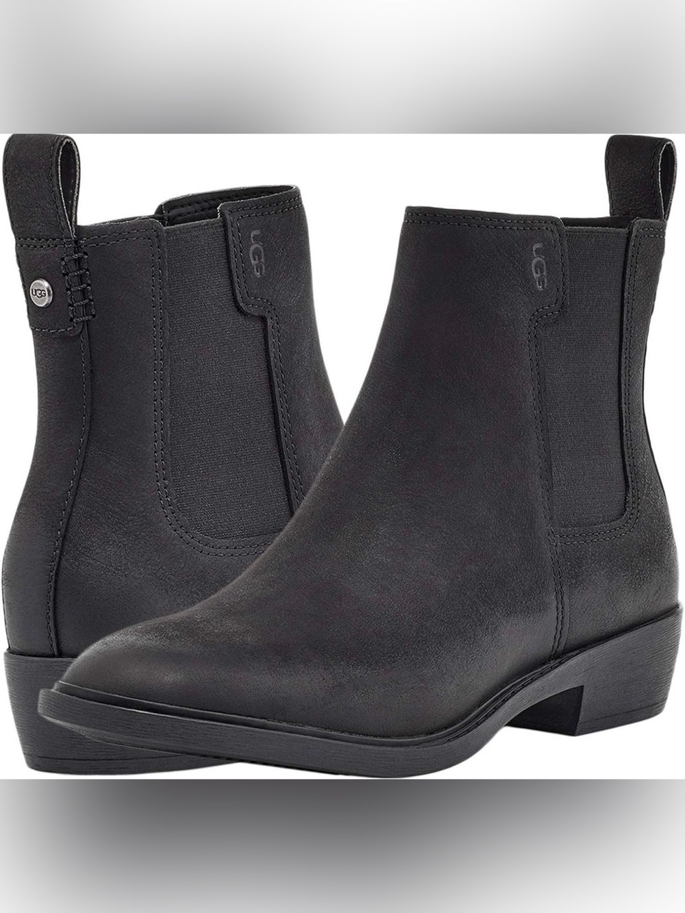 UGG Women's Emmeth Chelsea Rain Boot Black Leather size 9